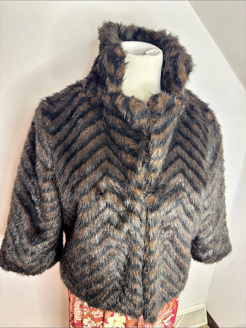 Mossimo Faux Fur Chevron Jacket Size Medium Like New